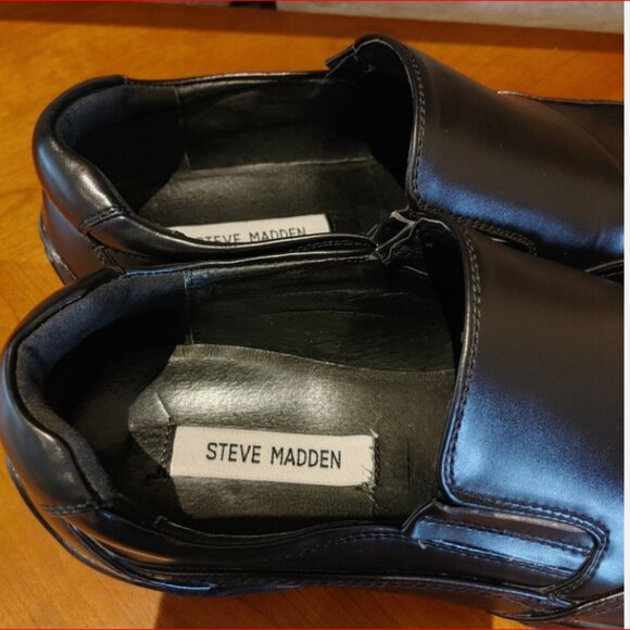 Steve Madden Black Men's Sz 9 Loafer Driving Shoe Vegan Leather Grippy Sole - Picture 6 of 6